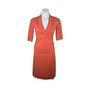 GARNISH V-Neck Stretchy Midi Dress Orange Size Small